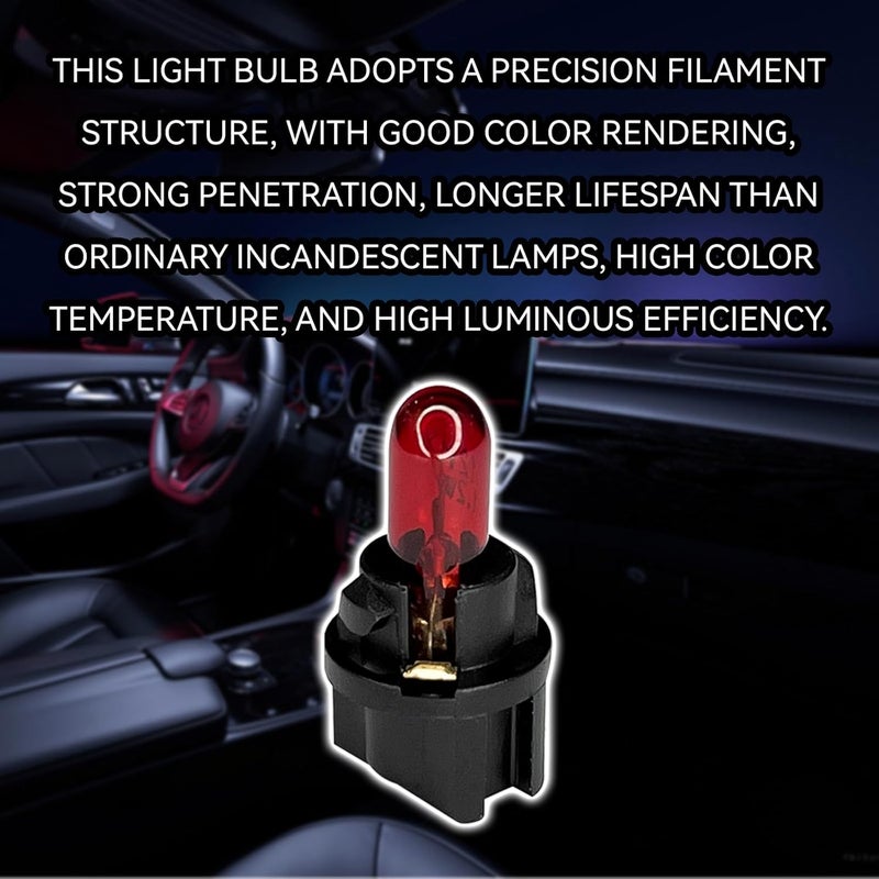 QQWD 20PCS T5 17 57 86 Halogen Instrument Cluster Bulbs Kits, 12V Dash Light for Car Interior, Automotive Replacement Gauge Cluster Panel Bulb with T5 Sockets, Universal Lighting Accessories（Red - Image 5